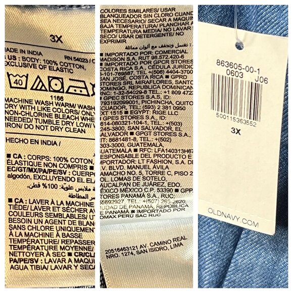 NWT Old Navy 3X Sleeveless Denim Mini Dress Blue Cotton Pockets Adj Straps - Picture 9 of 16